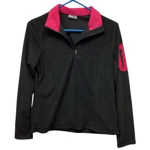 Danskin Now Womens Small Long Sleeve 100% Polyester 1/4 Zip Pullover Arm Pocket